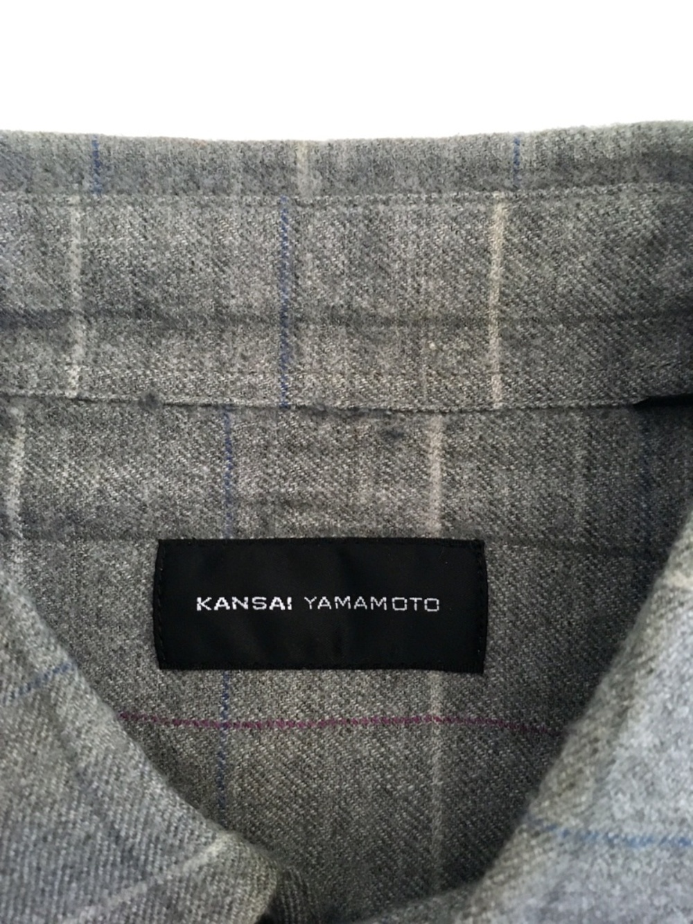 Kansai Yamamoto 1990s Wool Minimal Grid Check Shirt - Picture 5 of 5